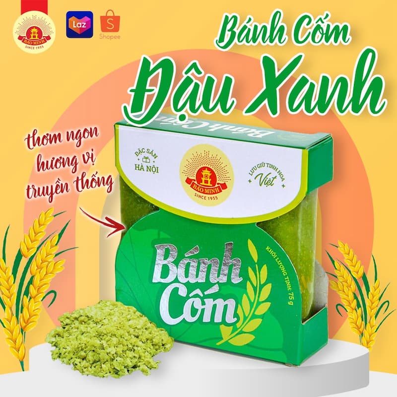 Bánh cốm đậu xanh: Mềm dẻo, thơm ngon | Bánh cốm Bảo Minh
